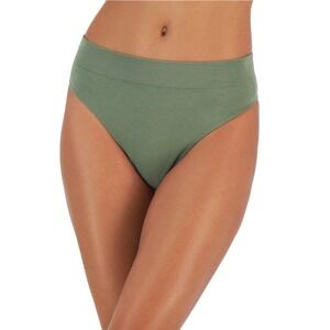 Jenni Women’s Seamless Ribbed Hi-Cut Thong Sage Green NWT